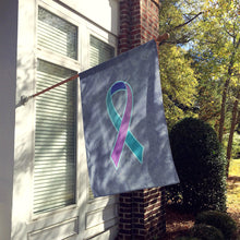 Load image into Gallery viewer, Teal, Pink and Blue Ribbon for Thyroid Cancer Awareness Flag Canvas House Size AN1217CHF