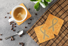 Load image into Gallery viewer, Peach Ribbon for Uterine Cancer Awareness Coasters - Set of 4 Lightweight Foam, Absorbent Drink Coasters AN1219FC