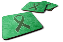 Load image into Gallery viewer, Emerald Green Ribbon for Liver Cancer Awareness Coasters - Set of 4 Lightweight Foam, Absorbent Drink Coasters AN1221FC