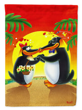 Load image into Gallery viewer, In Love Valentine's Day Penguins Flag Canvas House Size APH0245CHF