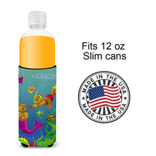 Load image into Gallery viewer, Teddy Bear Mermaid and Diver  Slim Can Hugger – Fun &amp; Functional Drink Coolers APH0414MUK