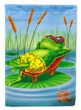 Load image into Gallery viewer, Frog Chilaxin on the Lilly Pad Garden Flag - Outdoor Decorative Yard Flag APH0521GF