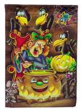 Load image into Gallery viewer, Witch and Crows Stirring it up Halloween Garden Flag – Decorative Outdoor Yard Flag APH0934GF