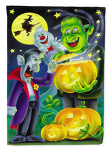 Load image into Gallery viewer, Halloween with Dracula and Frankenstein Garden Flag – Decorative Outdoor Yard Flag APH0935GF