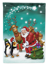 Load image into Gallery viewer, Santa Claus Christmas with the penguins Flag Canvas House Size APH3872CHF