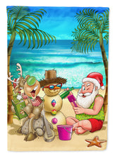 Load image into Gallery viewer, Beach Christmas Santa Claus and Sandman Flag Canvas House Size APH5148CHF