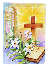 Load image into Gallery viewer, Easter Cross and Bible in Stain Glass Window Flag Canvas House Size APH5433CHF