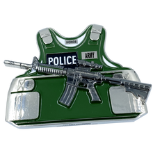 Load image into Gallery viewer, BL13-014 MILITARY POLICE MP ARMY M4 Body Armor 3D self standing Police Challenge Coin ARMY Thin Green Line