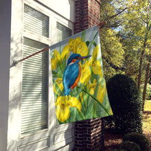 Load image into Gallery viewer, Kingfisher in Yellow Irises Flag Canvas House Size ASA2009CHF
