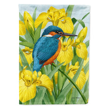 Load image into Gallery viewer, Kingfisher in Yellow Irises Flag Canvas House Size ASA2009CHF