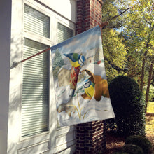 Load image into Gallery viewer, Eurasian Blue Tits Birds in Flower Pot Flag Canvas House Size ASA2053CHF