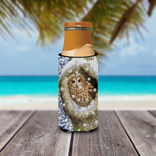 Load image into Gallery viewer, Tawny Owl in the Tree Slim Can Hugger – Fun &amp; Functional Drink Coolers ASA2060MUK