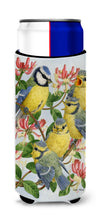 Load image into Gallery viewer, Eurasian Blue Tits at feeding time Slim Can Hugger – Fun &amp; Functional Drink Coolers ASA2081MUK