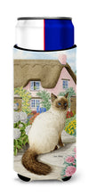 Load image into Gallery viewer, Birman Cat and Cottage Slim Can Hugger – Fun &amp; Functional Drink Coolers ASA2086MUK