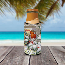 Load image into Gallery viewer, European Robin at the Window Slim Can Hugger – Fun &amp; Functional Drink Coolers ASA2089MUK