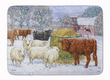 Load image into Gallery viewer, Cows and Sheep in the Snow Machine Washable Memory Foam Mat ASA2207RUG