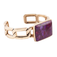 Load image into Gallery viewer, Purple Turquoise Golden Cuff Bracelet