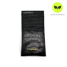 Load image into Gallery viewer, Black Faux  Croco Soft Pouch