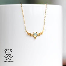 Load image into Gallery viewer, Bat Design Australian Solid Opal &amp; Diamond Necklace 18K Yellow Gold