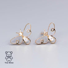 Load image into Gallery viewer, Adorable Bee Diamond Stud Earrings 18K Yellow Gold Stylish Earrings