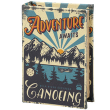 Load image into Gallery viewer, Adventure Awaits Canoeing Book Box | Outdoor-Themed Book Shaped Storage Stash Trinket Box