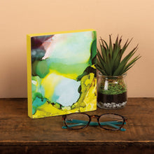 Load image into Gallery viewer, Alcohol Ink Swirls Wooden Block Sign | Abstract Desk Wall Decor Display | 6" x 7"