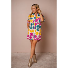 Load image into Gallery viewer, All Over Smiley Preslie Poplin Shirt Dress | Organic Cotton Beltable Dress or Tunic with Pockets