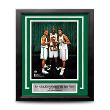 Load image into Gallery viewer, Ray Allen, Kevin Garnett, &amp; Paul Pierce NBA Champions Boston Celtics 8x10 Framed Basketball Photo
