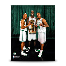 Load image into Gallery viewer, Ray Allen, Kevin Garnett, &amp; Paul Pierce 2008 NBA Champions Boston Celtics 8" x 10" Basketball Photo