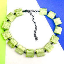 Load image into Gallery viewer, Lime Green Square Aura Glow Amelia Necklace *