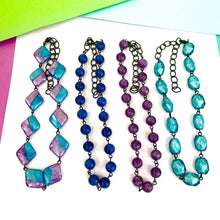 Load image into Gallery viewer, Caribbean Blue &amp; Purple Aura Glow Beaded Amelia Necklace