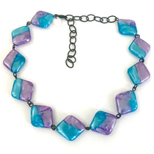 Load image into Gallery viewer, Caribbean Blue &amp; Purple Aura Glow Beaded Amelia Necklace