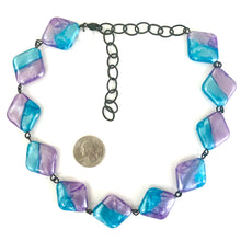Load image into Gallery viewer, Caribbean Blue &amp; Purple Aura Glow Beaded Amelia Necklace