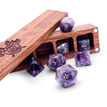 Load image into Gallery viewer, Amethyst - 7 Piece RPG Set Gemstone Dice
