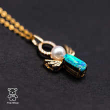 Load image into Gallery viewer, I Love You, My Angel! Boulder Opal Pearl Pendant 18K Yellow Gold with Diamonds