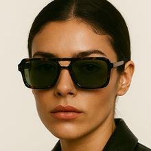 Load image into Gallery viewer, Atlas - Green Tortoise Squared Sunglasses