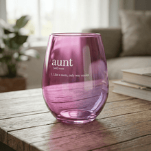 Load image into Gallery viewer, Aunt Jumbo Stemless Wine Glass in Pink | 30 Oz. | Holds an Entire Bottle of Wine