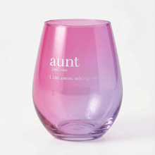 Load image into Gallery viewer, Aunt Jumbo Stemless Wine Glass in Pink | 30 Oz. | Holds an Entire Bottle of Wine