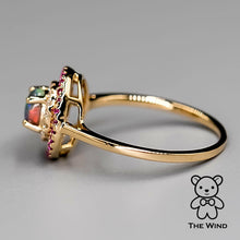 Load image into Gallery viewer, Princess Dream - Australian Black Opal Diamond Engagement Ring Pink Sapphire 18K Yellow Gold