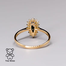 Load image into Gallery viewer, Australian Black Opal &amp; Halo Diamond Engagement Ring 18K Yellow Gold