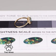 Load image into Gallery viewer, Australian Black Opal &amp; Halo Diamond Engagement Ring 18K Yellow Gold