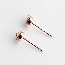 Load image into Gallery viewer, Earth Moon Design Australian Doublet Opal &amp; Diamond Stud Earrings 18K Rose Gold
