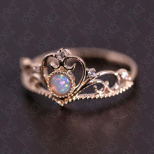 Load image into Gallery viewer, Royal Crown Design Opal &amp; Diamond Engagement Ring 14K Yellow Gold