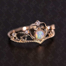 Load image into Gallery viewer, Royal Crown Design Opal &amp; Diamond Engagement Ring 14K Yellow Gold