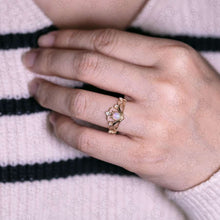 Load image into Gallery viewer, Royal Crown Design Opal &amp; Diamond Engagement Ring 14K Yellow Gold