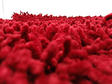 Load image into Gallery viewer, DaDa Bedding Burgundy Red Shaggy Soft Chenille Noodle Carpet Rug Bath Mat