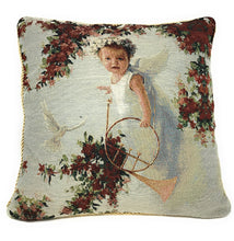 Load image into Gallery viewer, Tache Cupid's Horn Antique Rose Bird Dove Woven Tapestry Throw Pillow Cover (16375)