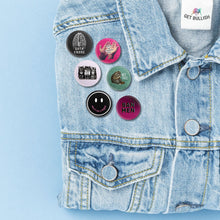 Load image into Gallery viewer, BAN MEN 1.25" Button Pin in Pink and Black | Feminist Pinback Button Badge