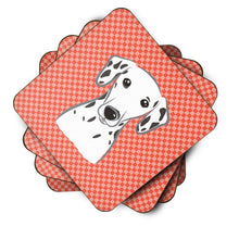 Load image into Gallery viewer, Red Checkered Dalmatian Coasters - Set of 4 Lightweight Foam, Absorbent Drink Coasters BB1131FC