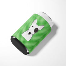 Load image into Gallery viewer, Green Checkered Bull Terrier Can or Bottle Hugger BB1132CC